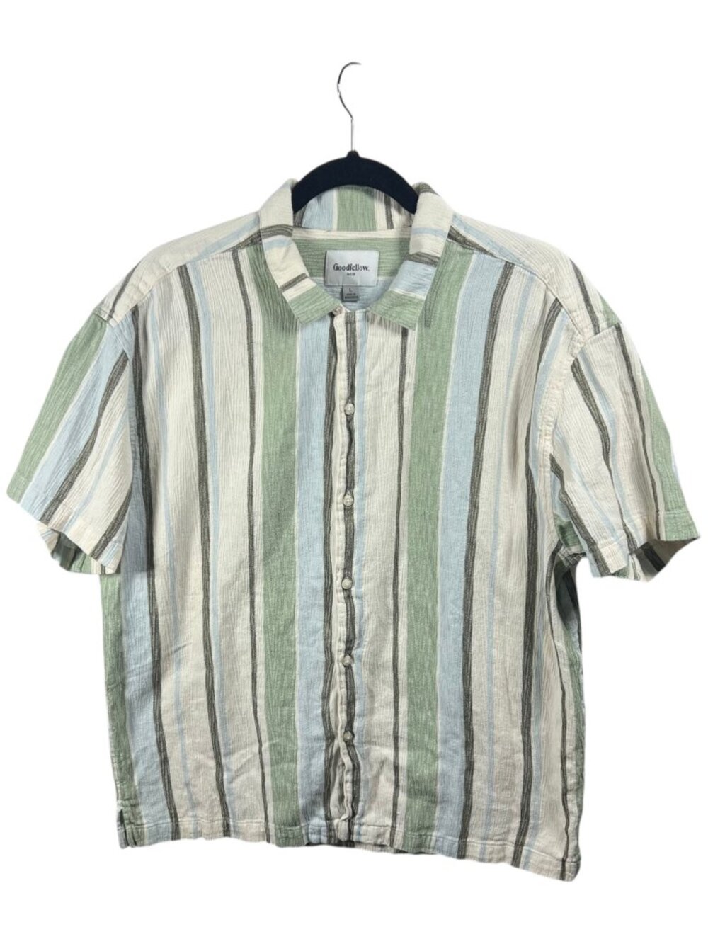 Goodfellow Shirt Mens Button Down Short Sleeve Large Cotton Camp Beach Travel